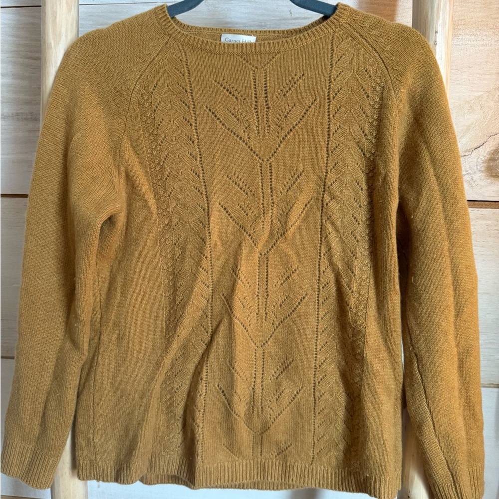 Garnet Hill Gold/yellow cashmere Crew Neck Sweater